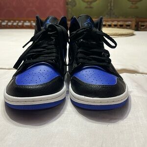 Black and blue Nike Air Jordan sneakers